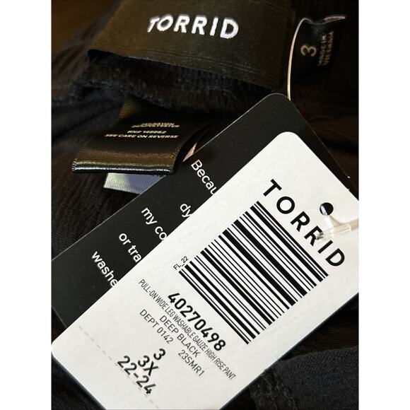 TORRID WOMEN'S BLACK GAUZE ELASTIC WAIST CULOTTE WIDE LEG PANT Sz 3 3X - Picture 5 of 5